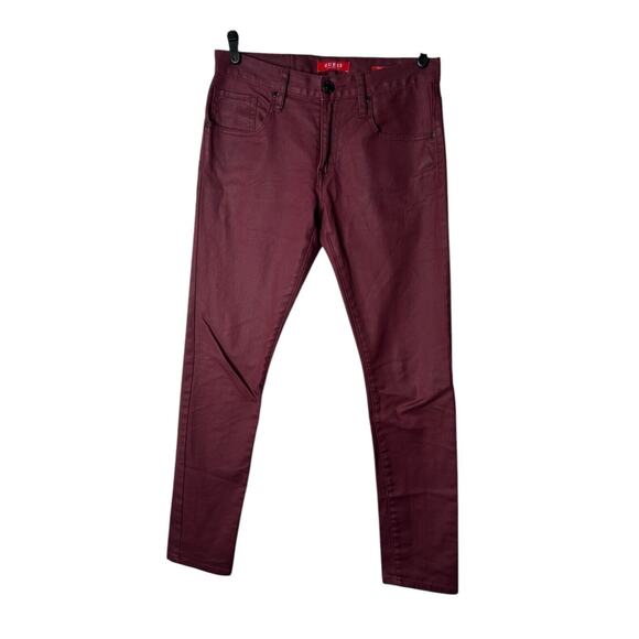 Guess Jeans Mens Size 29x32 Burgundy Medium Rise Skinny Scotch Fit Stretch Denim - Picture 1 of 14